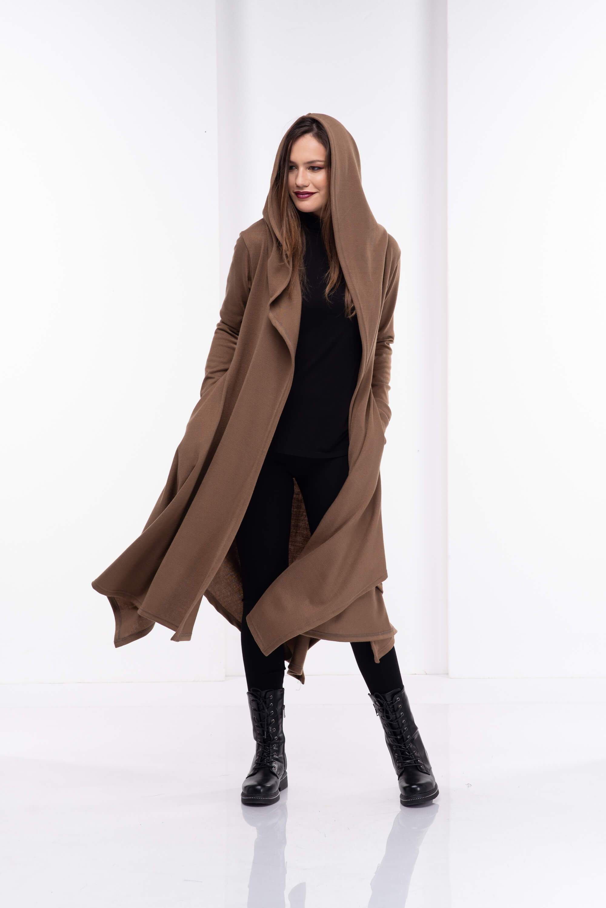 Camel Loose Cloak with Hood