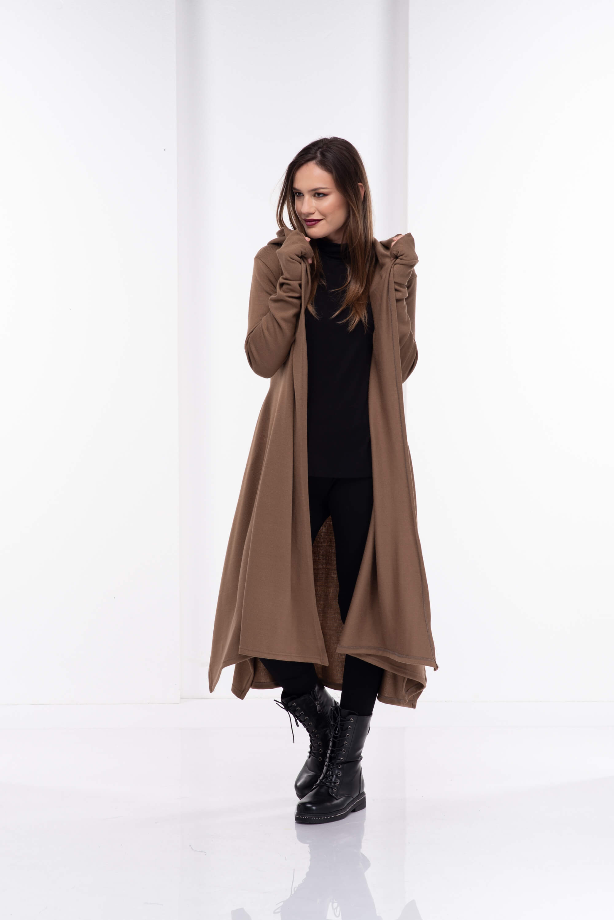 Camel Loose Cloak with Hood