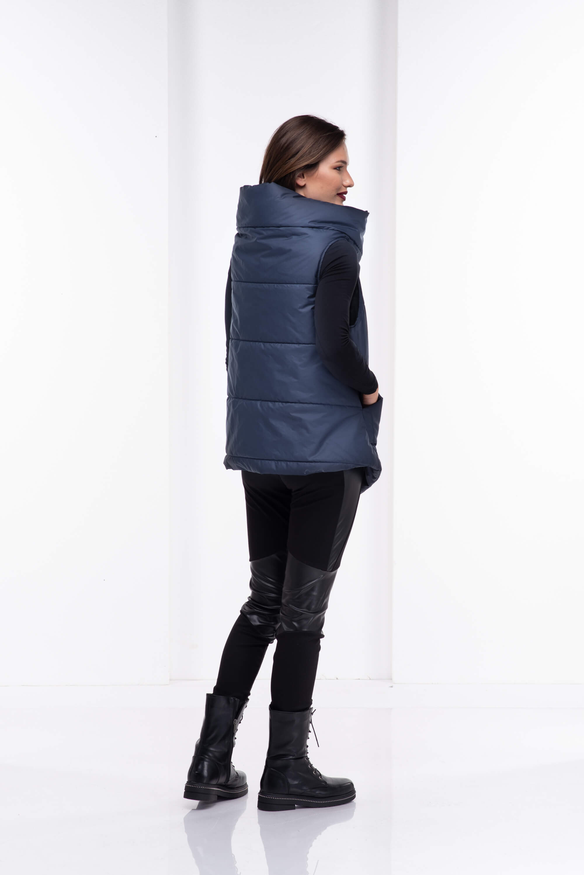 Dark Blue Extravagant Quilted Puff Vest