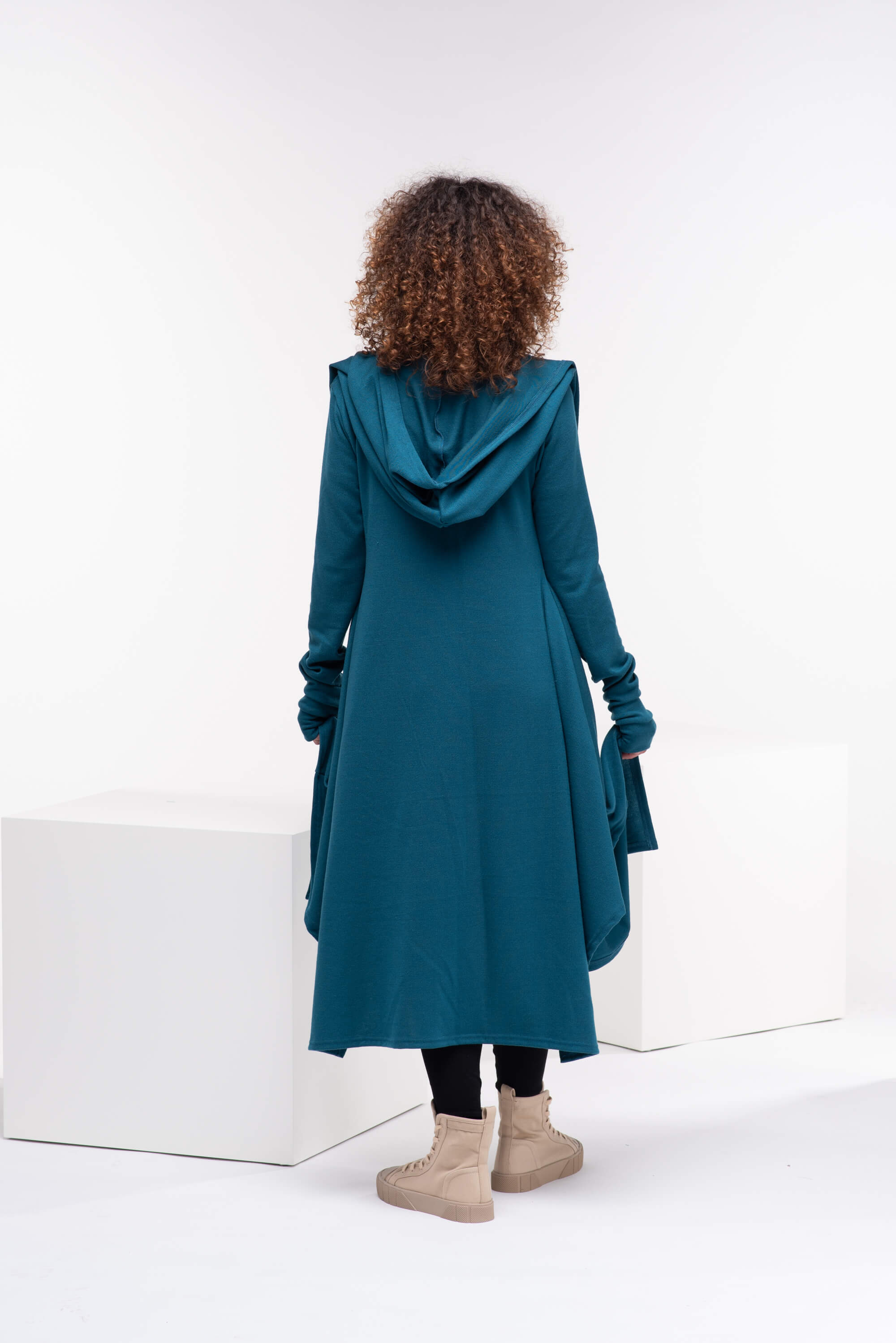 Teal Loose Cloak with Hood