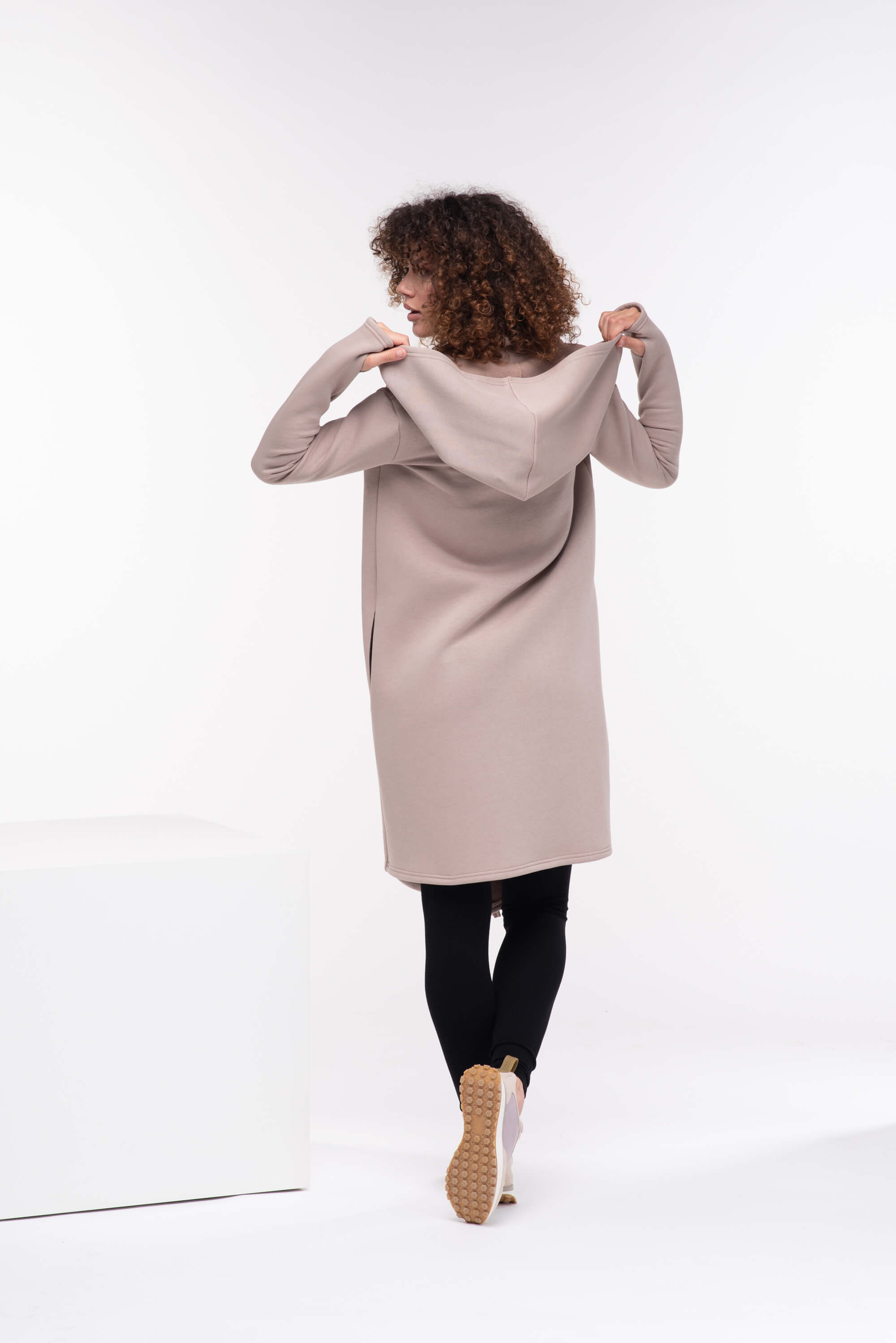 Cappuccino Asymmetrical Long Hoodie