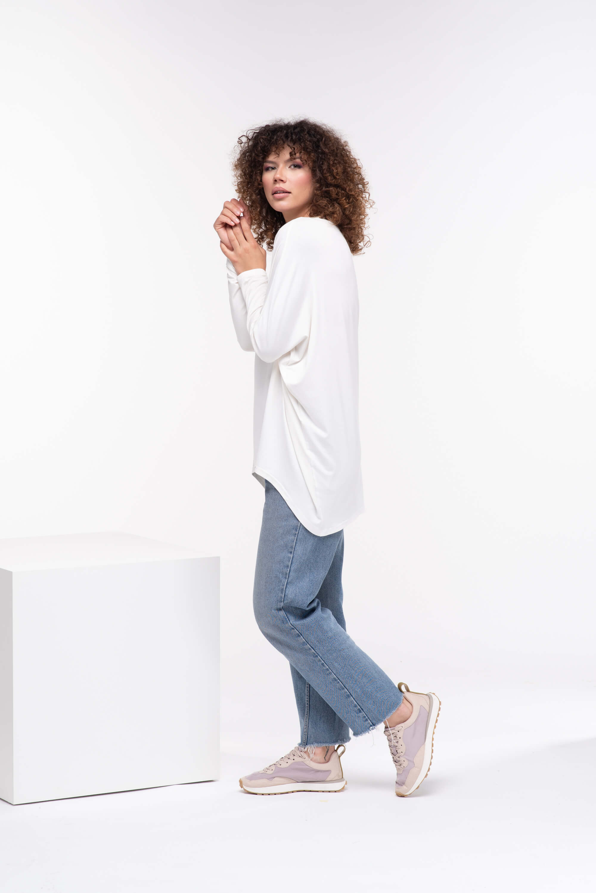 White Oversized Viscose Tunic Top