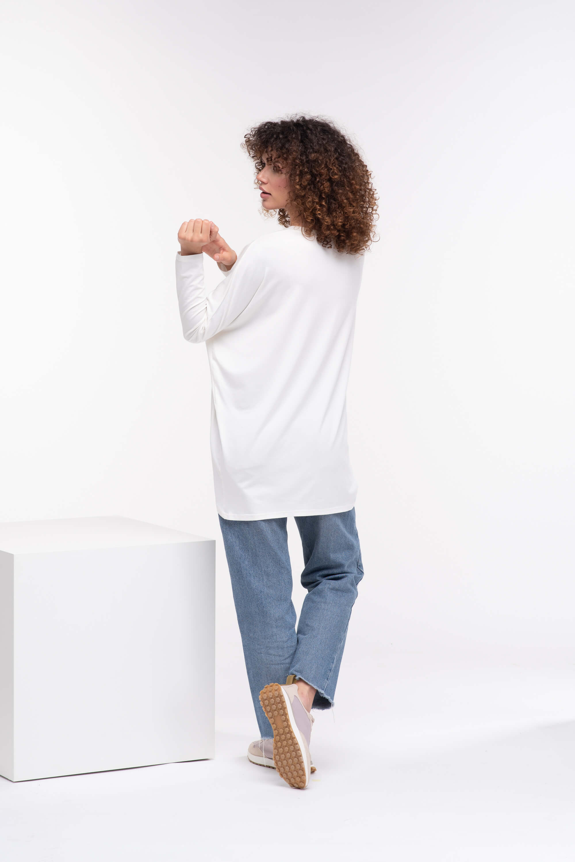 White Oversized Viscose Tunic Top