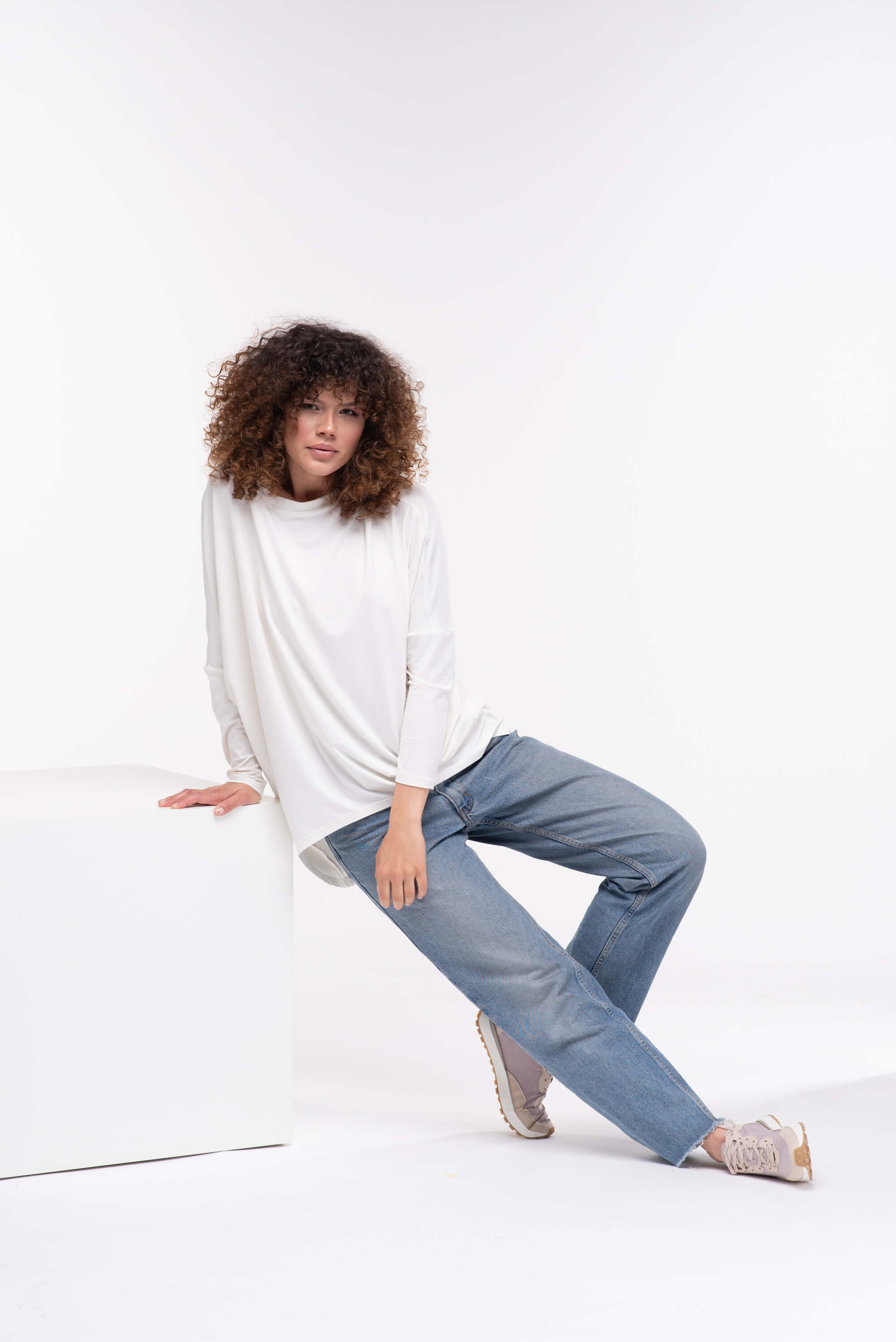 White Oversized Viscose Tunic Top