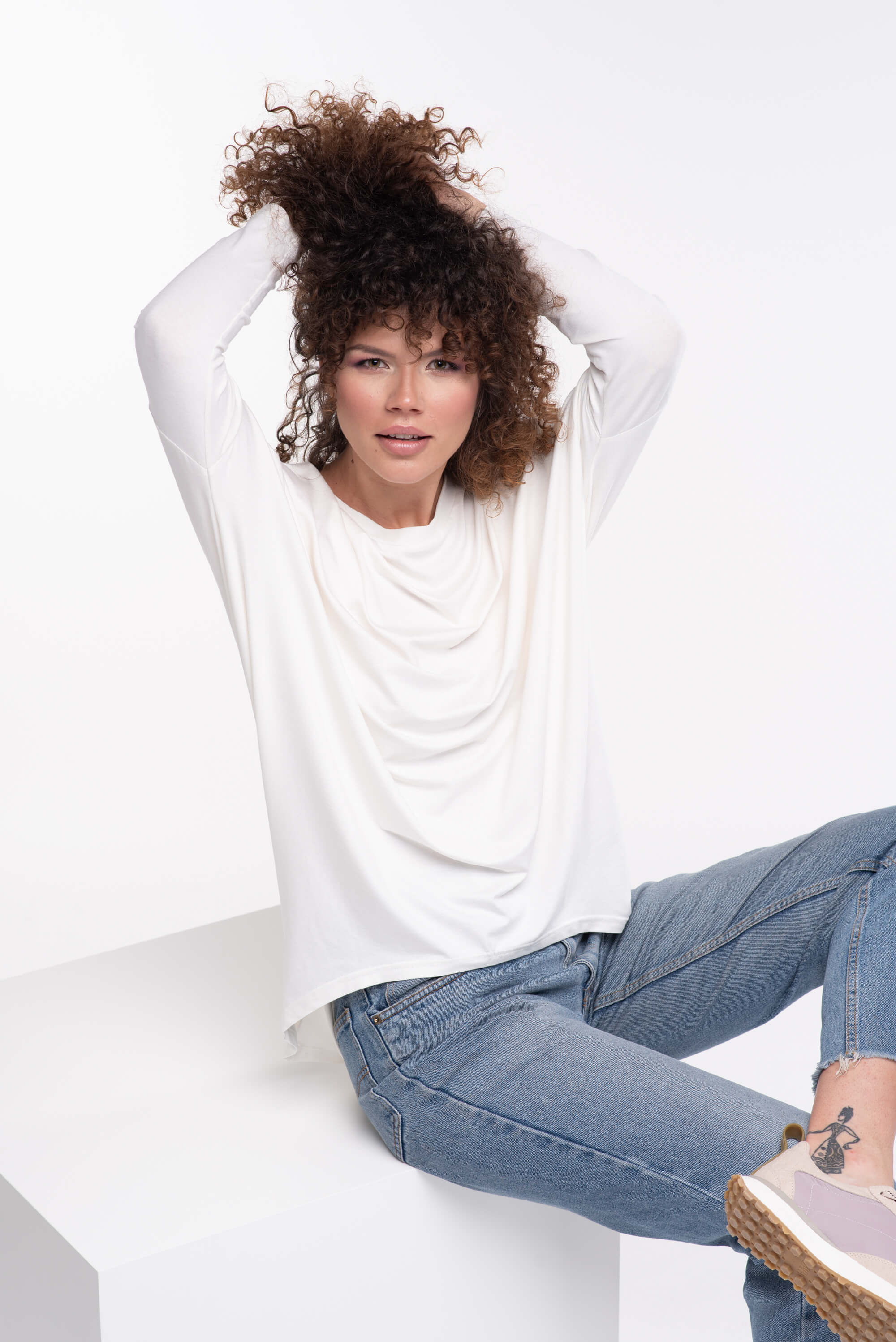 White Oversized Viscose Tunic Top