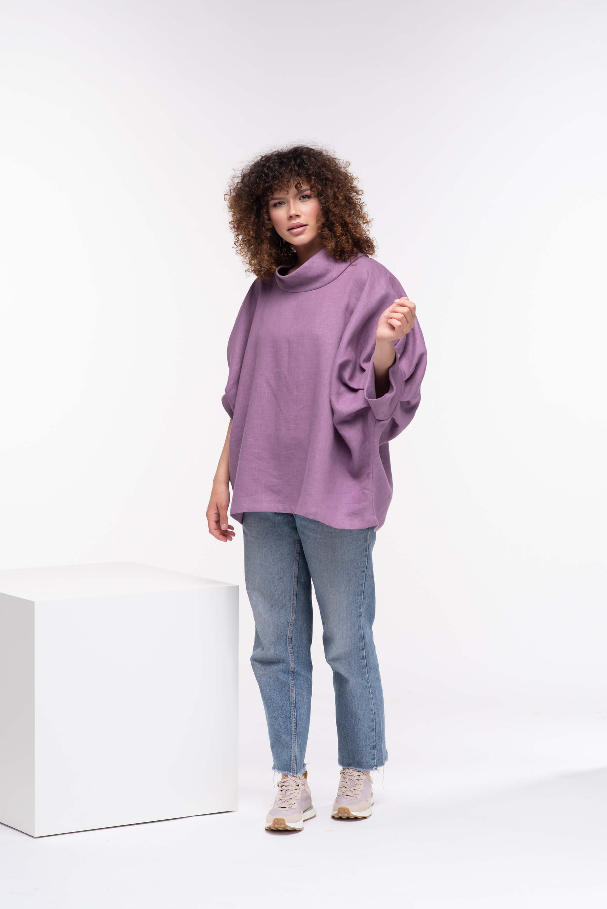 Lavender  Oversized Linen Tunic Top