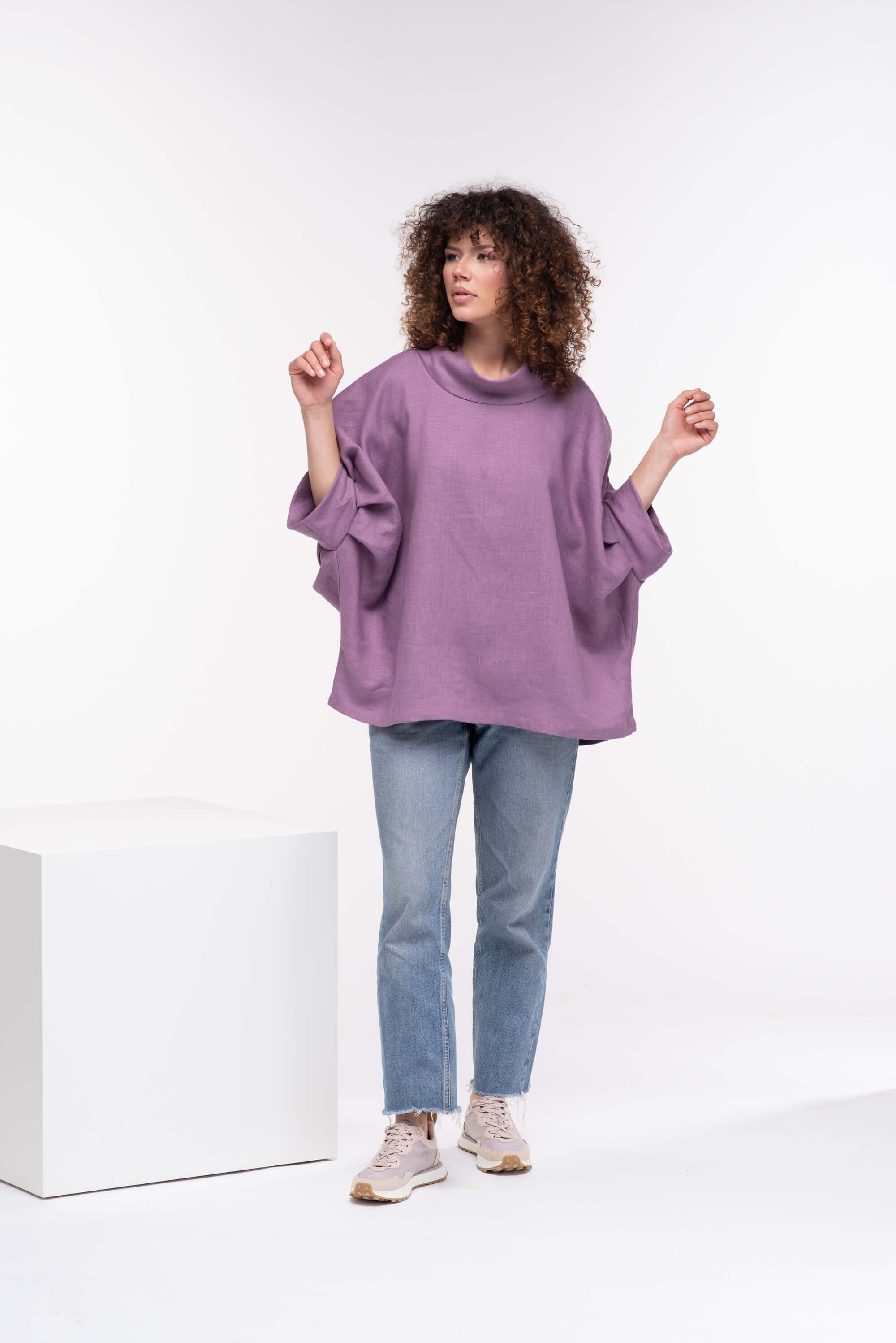 Lavender  Oversized Linen Tunic Top