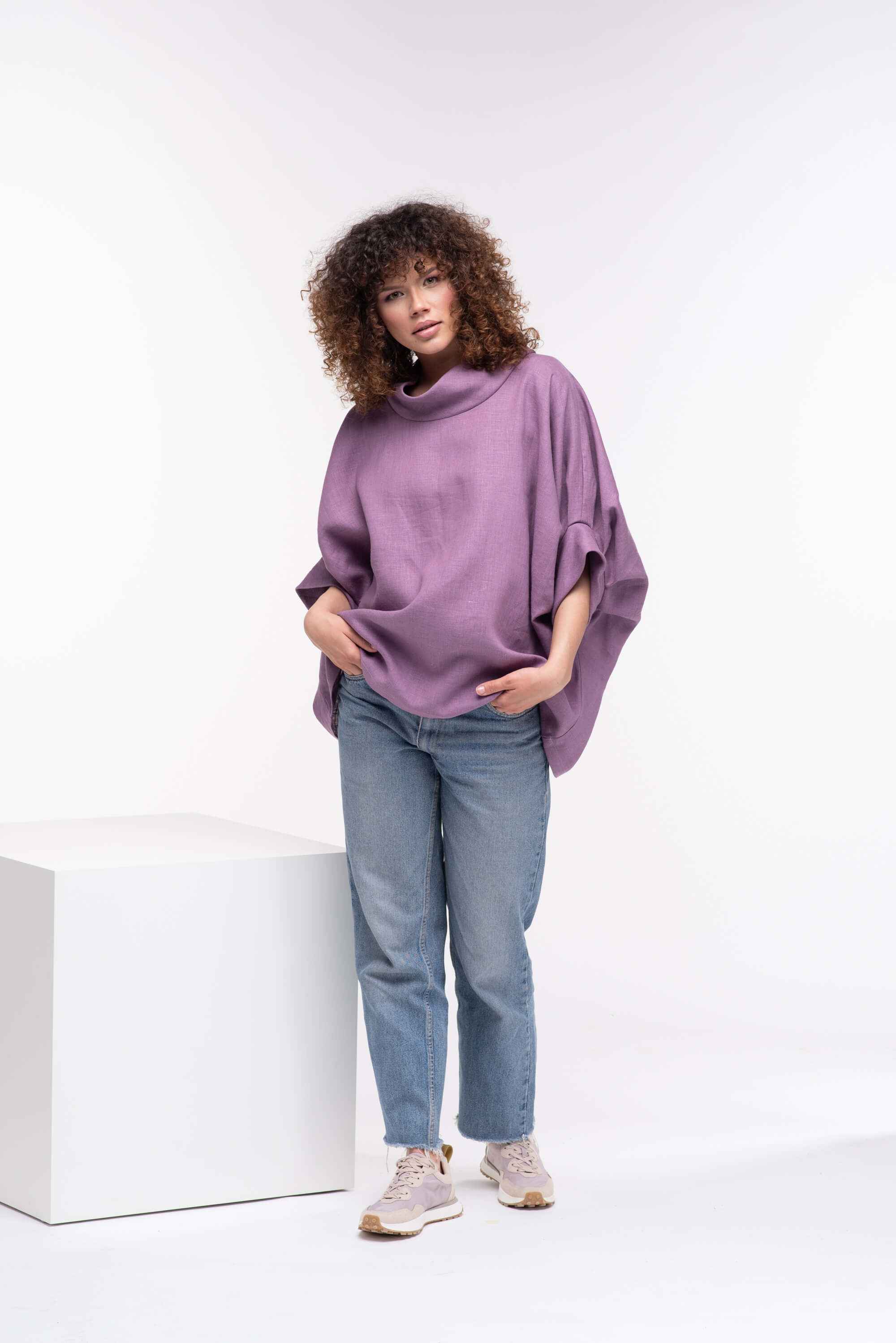 Lavender  Oversized Linen Tunic Top