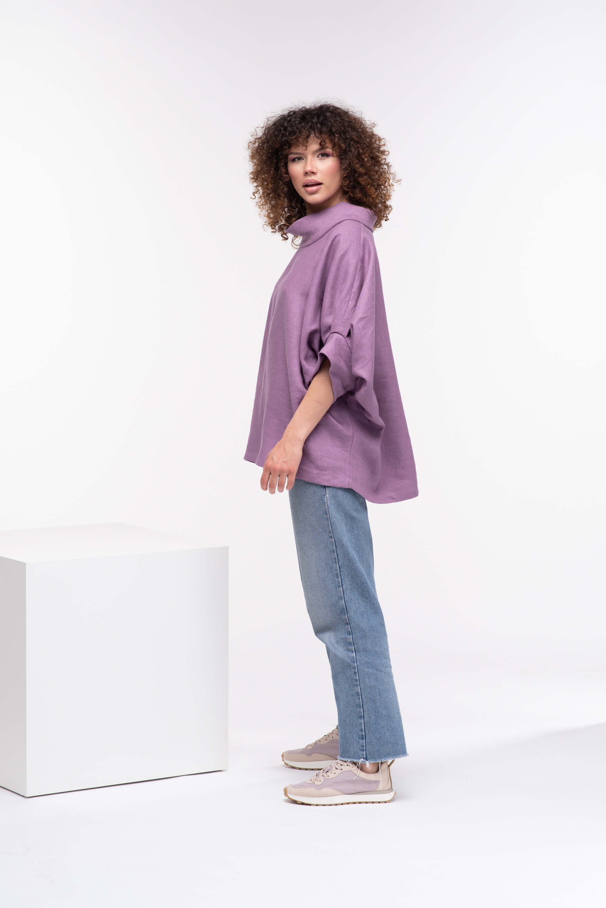 Lavender  Oversized Linen Tunic Top