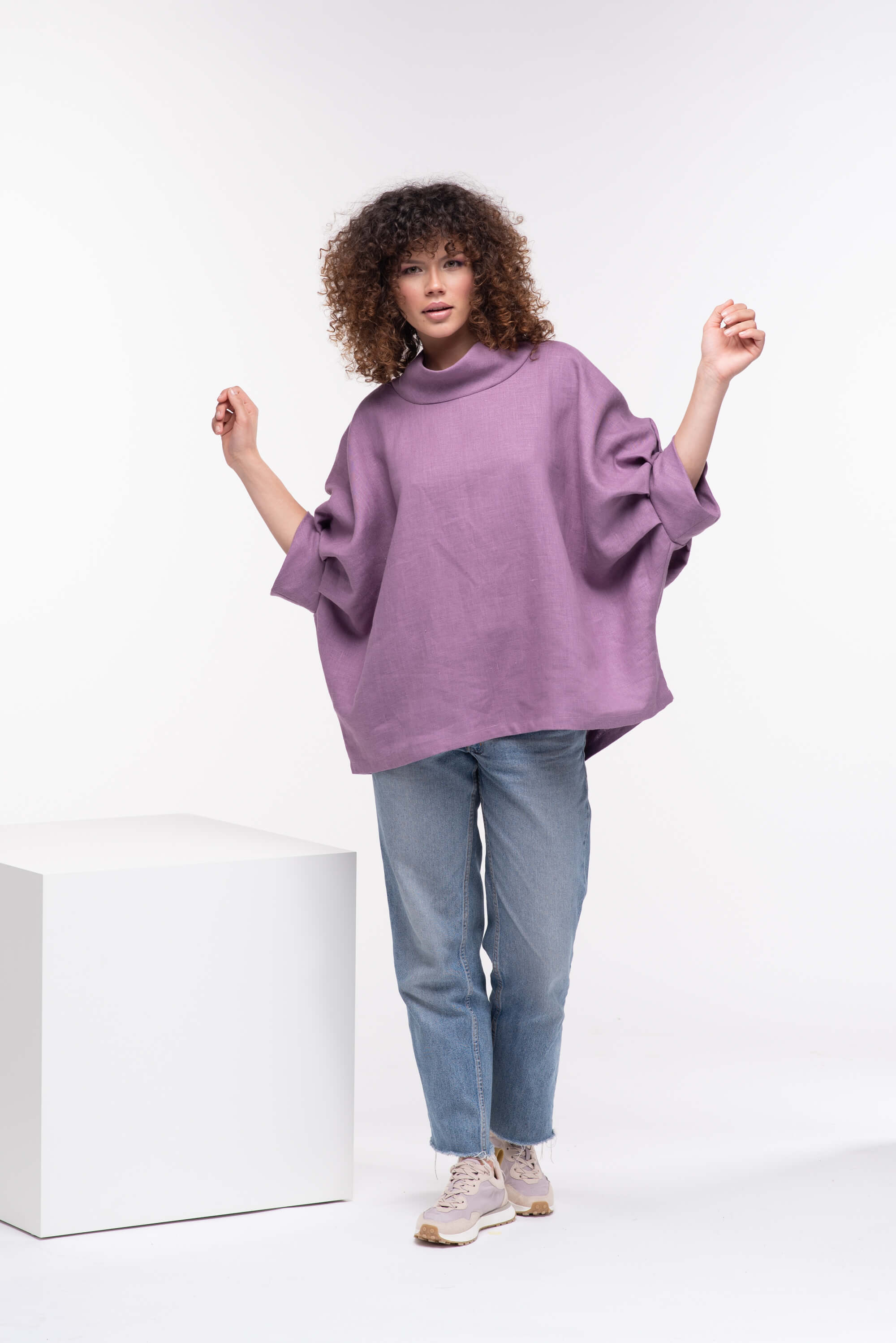 Lavender  Oversized Linen Tunic Top