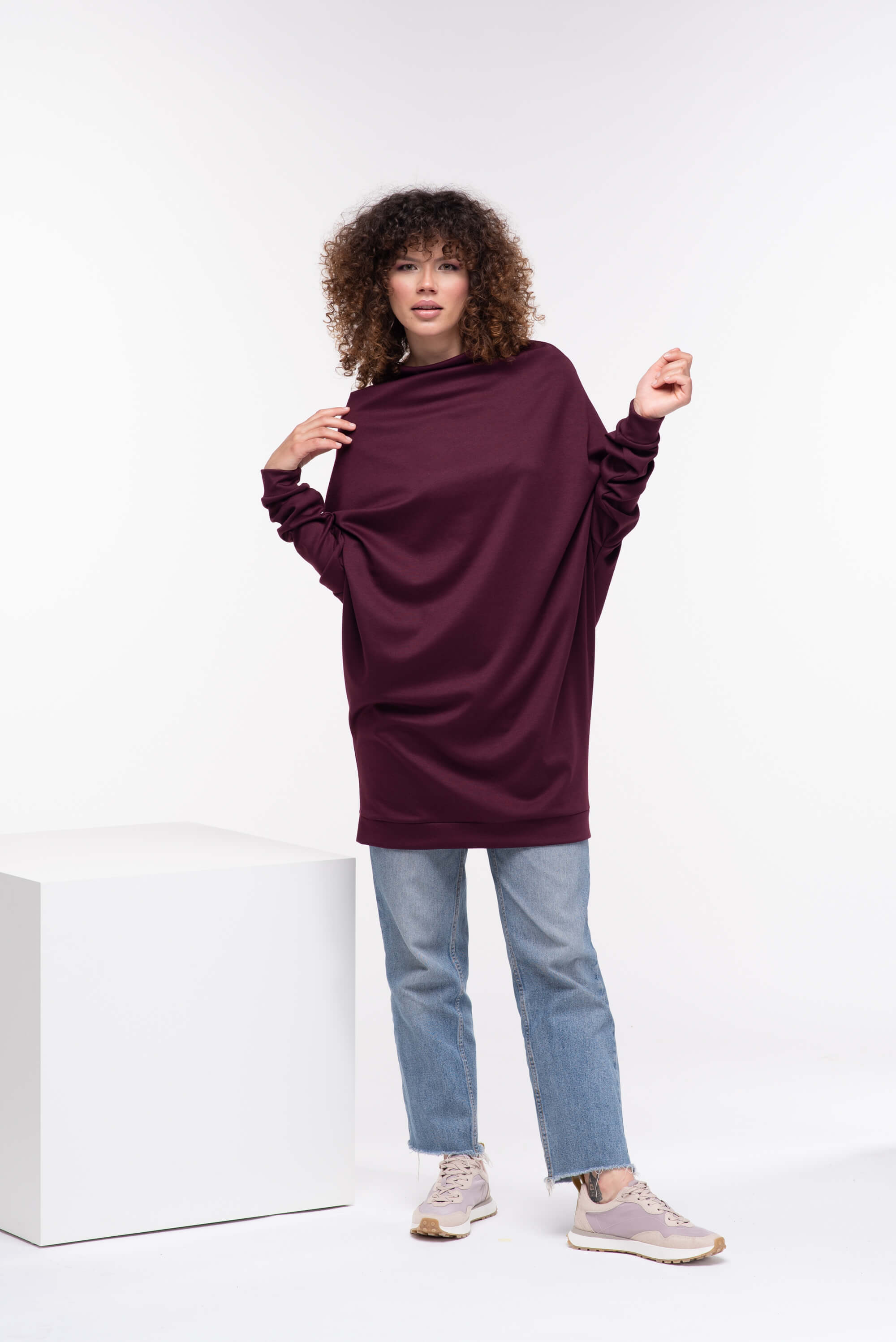 Marsala Loose Turtleneck Sweater