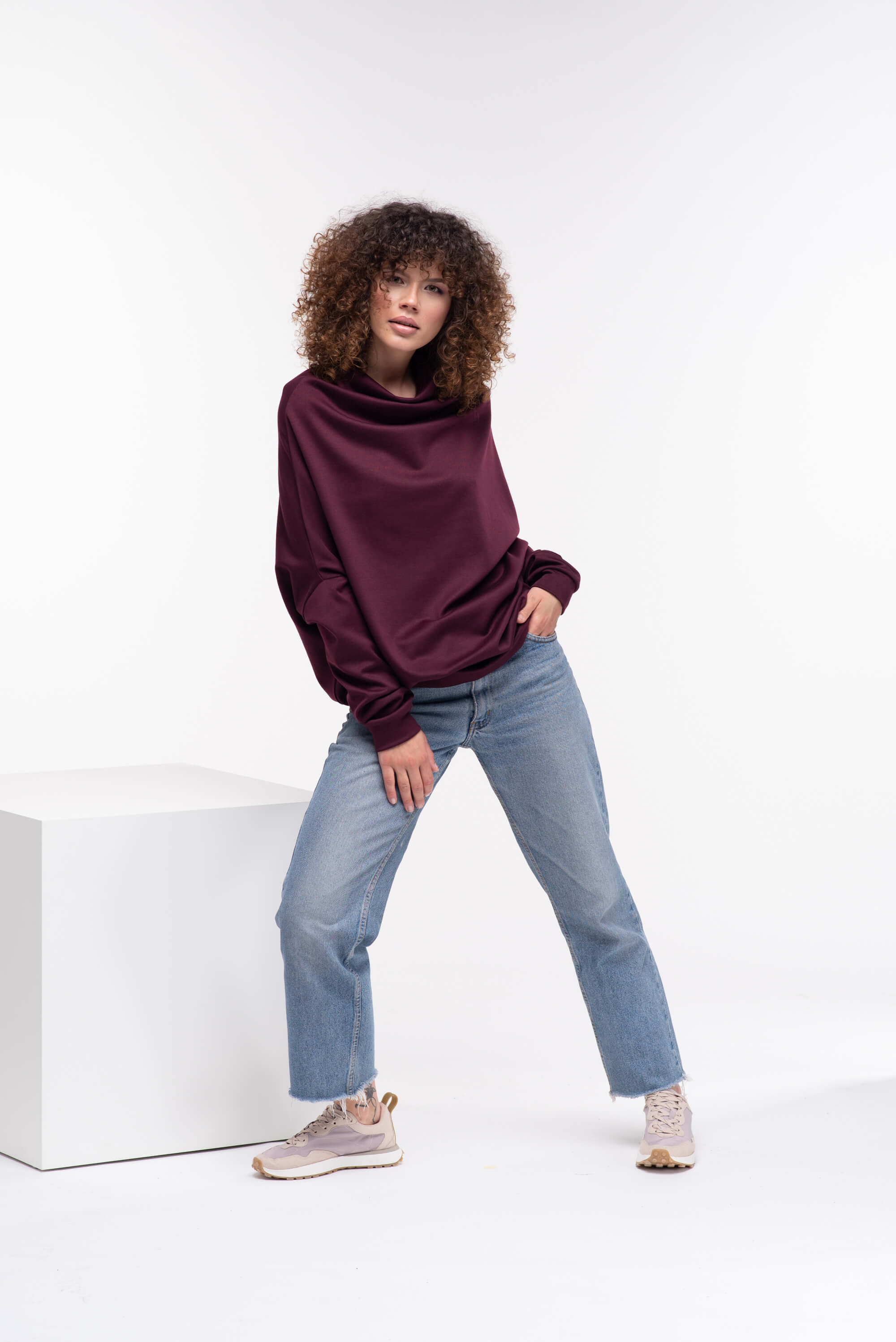 Marsala Loose Turtleneck Sweater