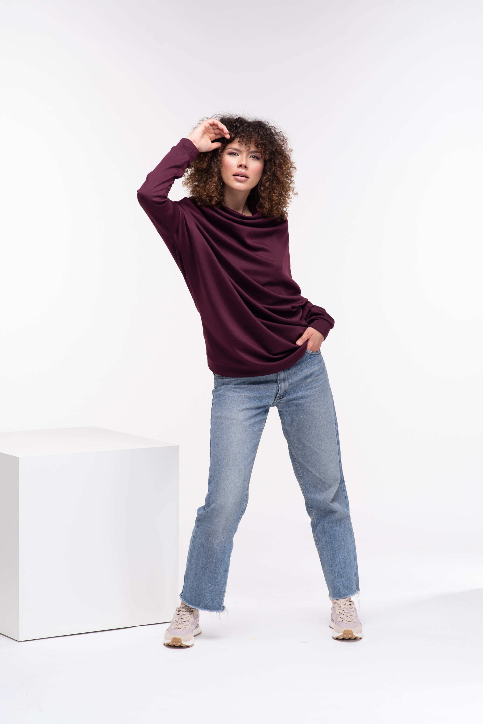 Marsala Loose Turtleneck Sweater