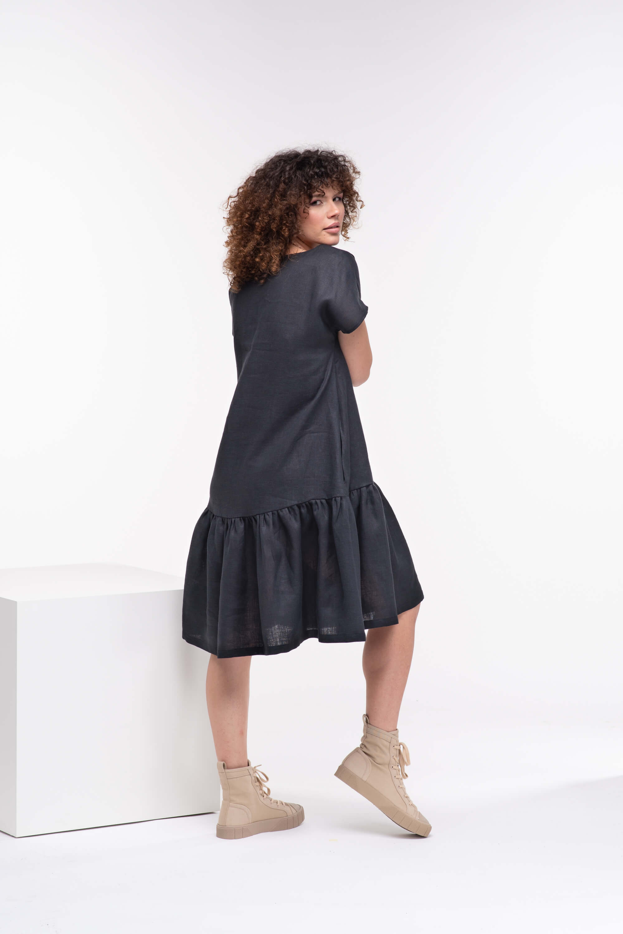 Black Loose Linen Dress