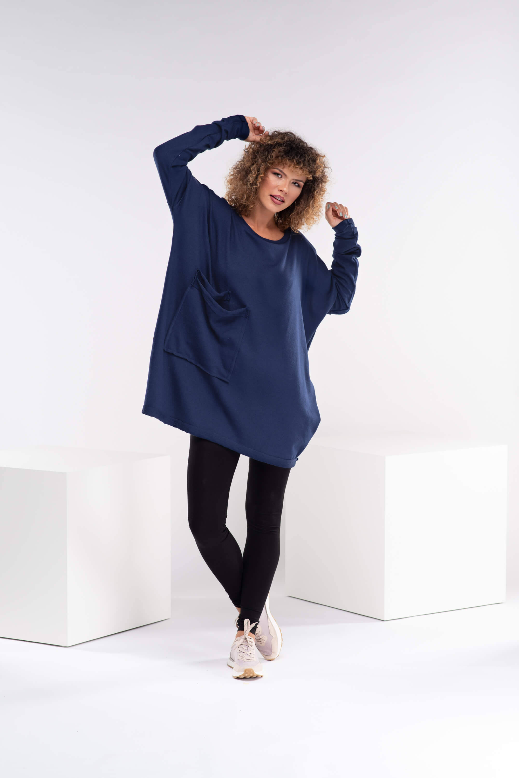 Dark Blue Wool Sweater Tunic Top