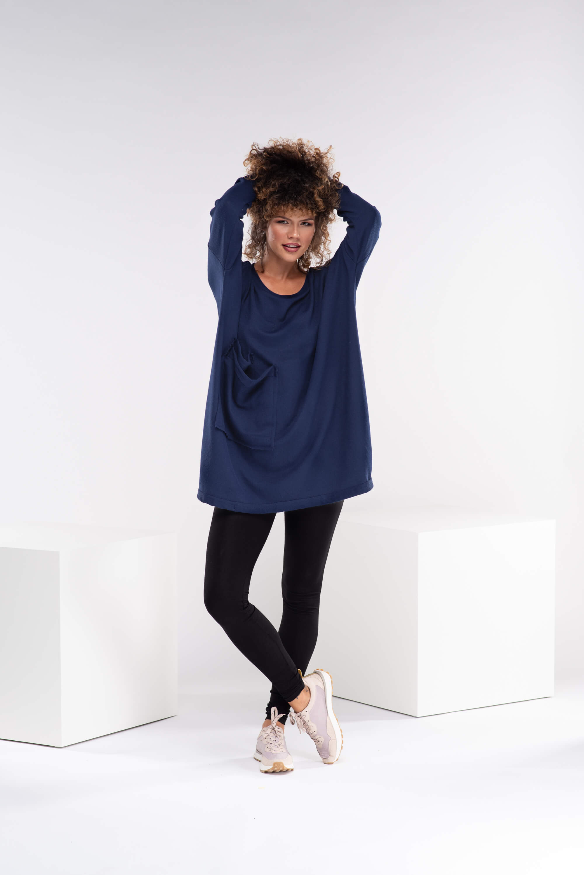 Dark Blue Wool Sweater Tunic Top