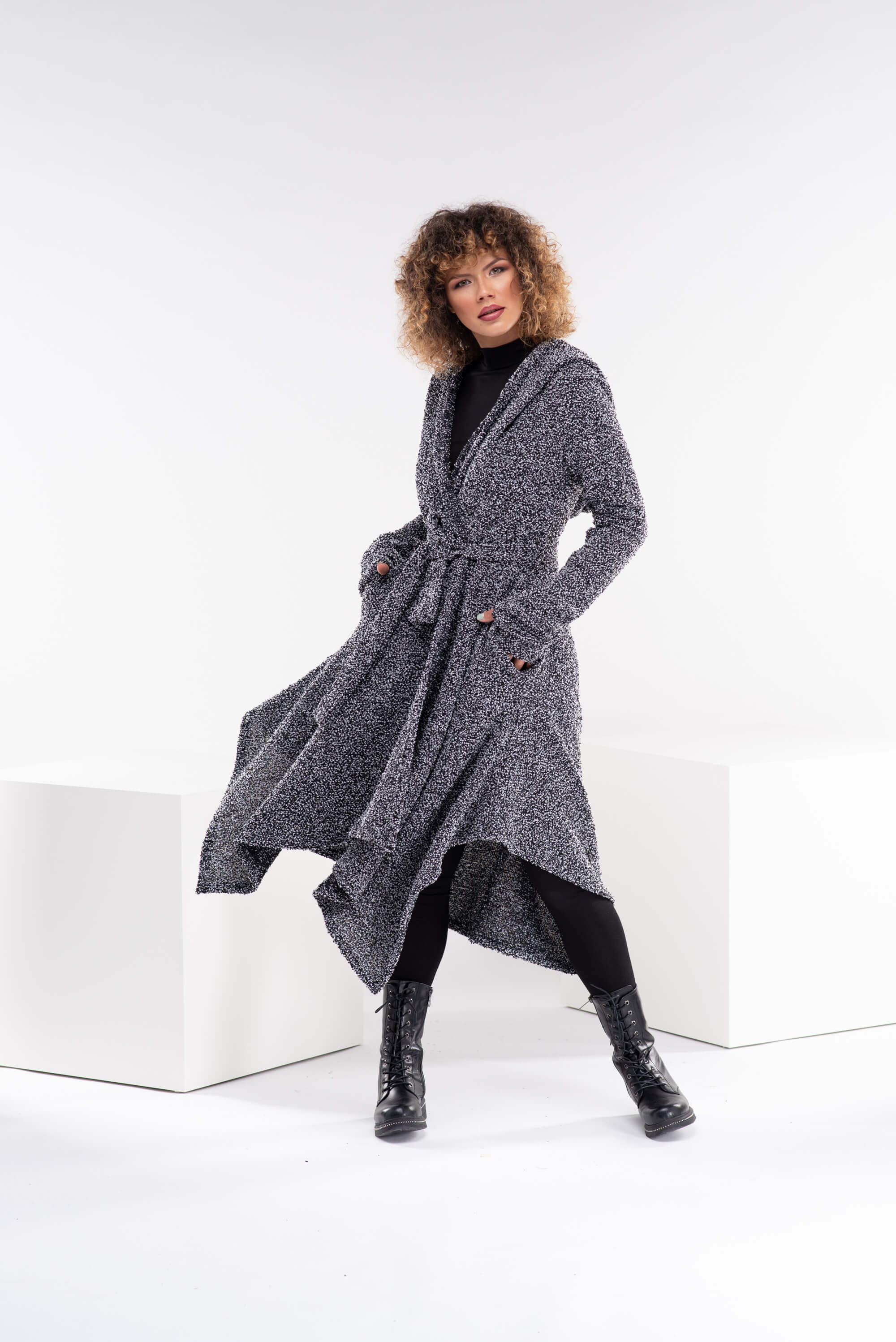 Melange  Long Loose Cardigan Coat