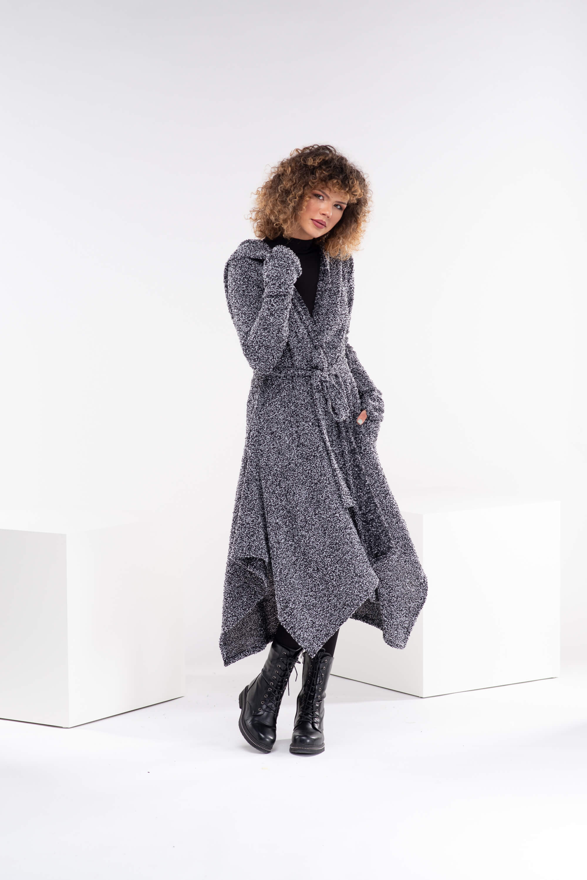 Melange  Long Loose Cardigan Coat