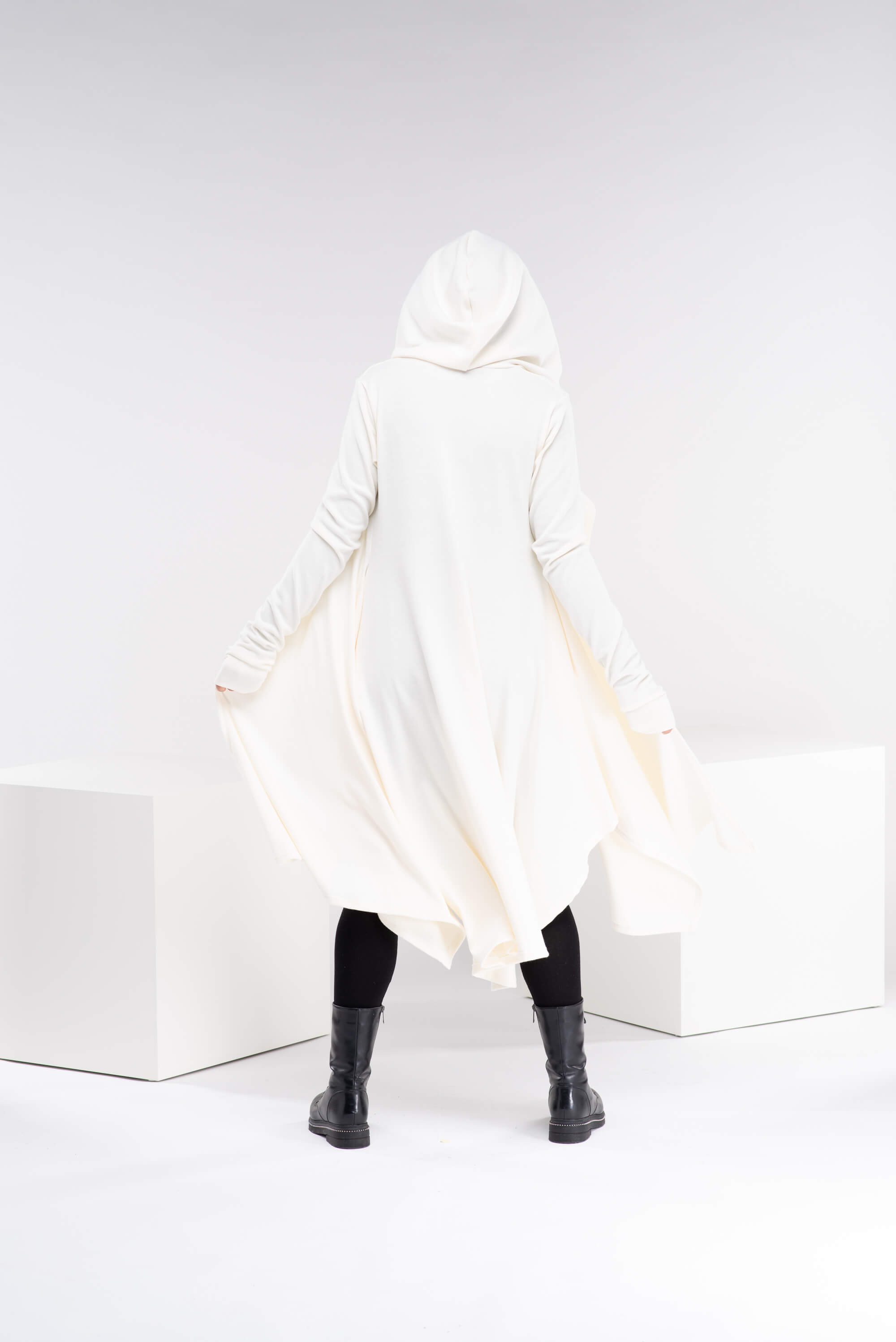 White Loose Cloak with Hood