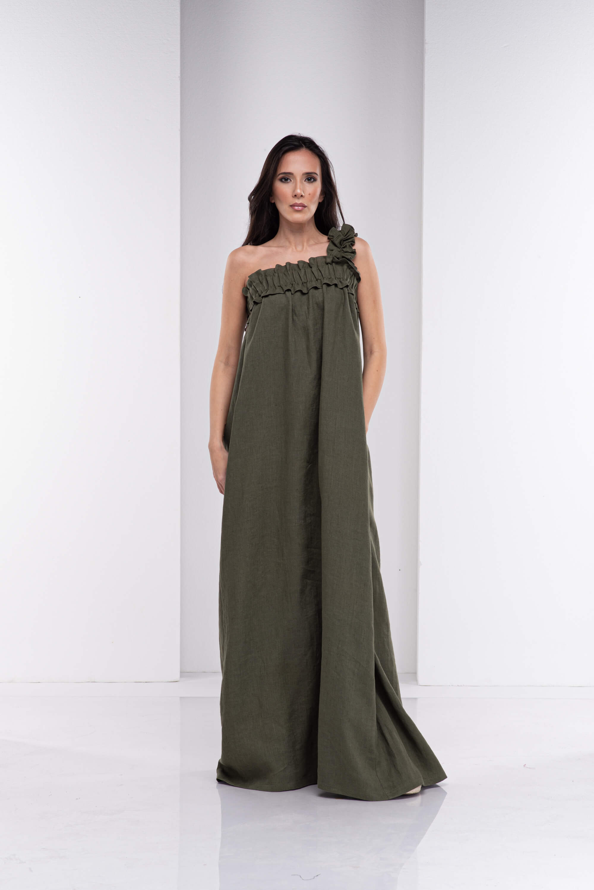 Olive Green Maxi Boho Kaftan Dress