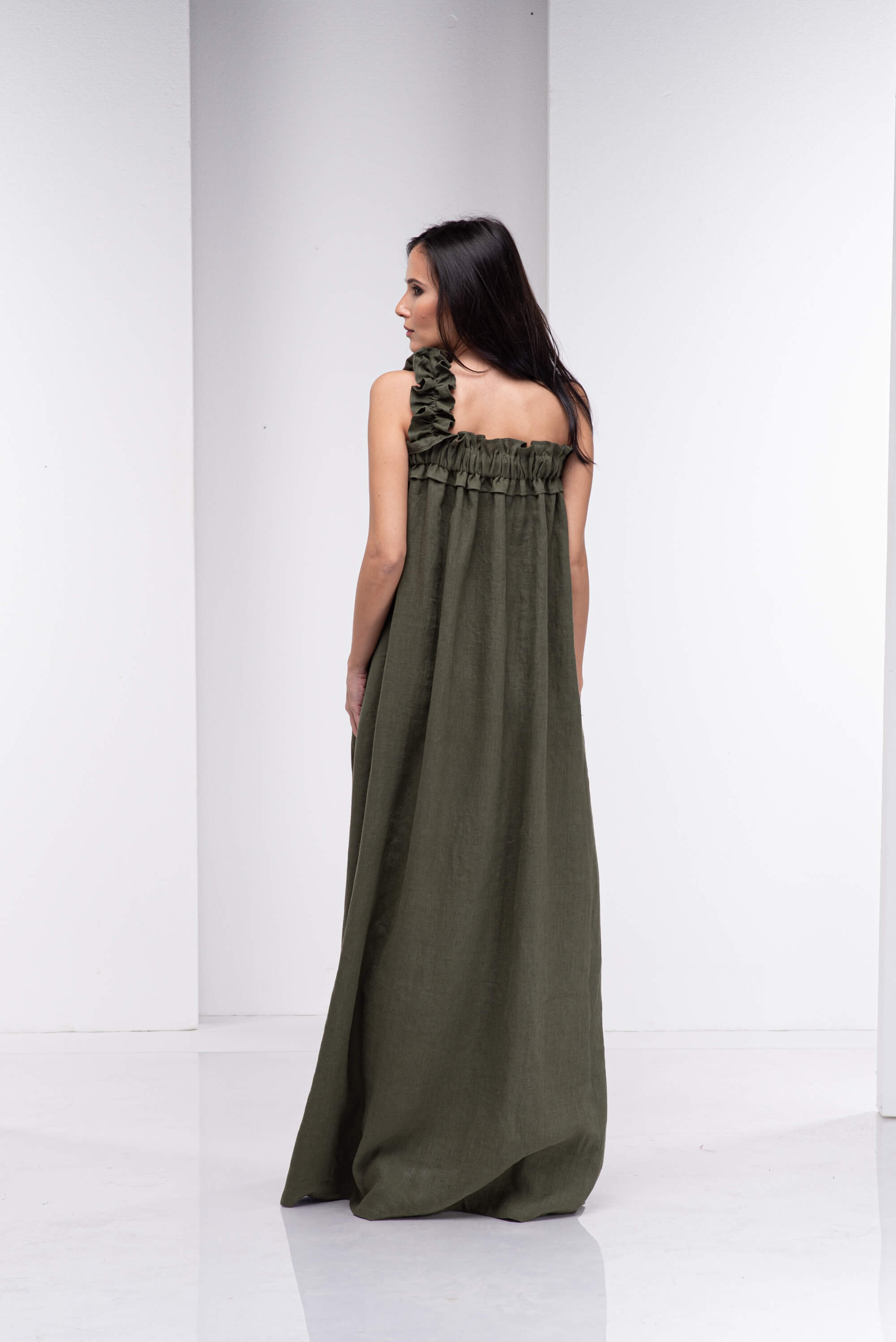 Olive Green Maxi Boho Kaftan Dress