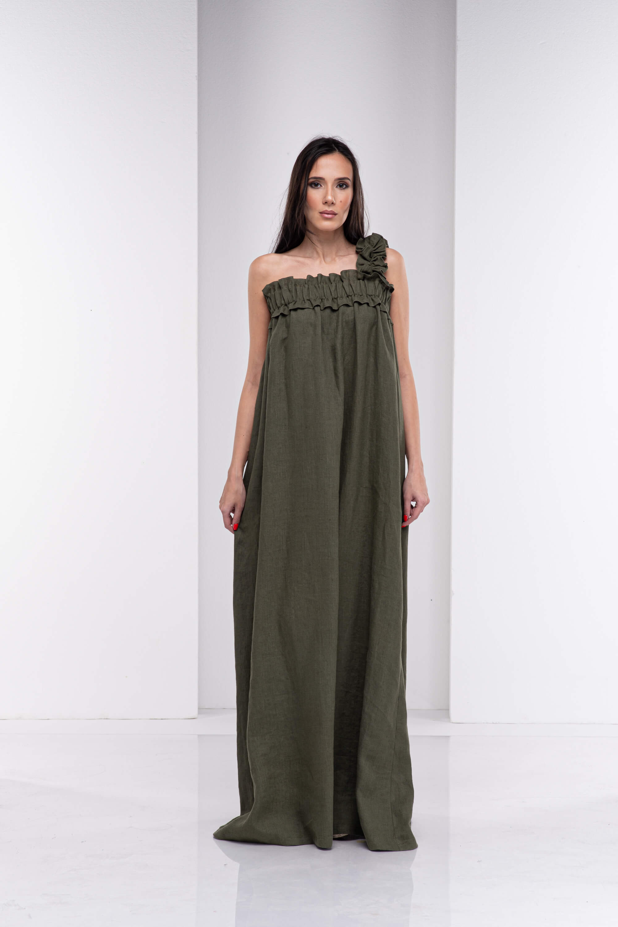 Olive Green Maxi Boho Kaftan Dress