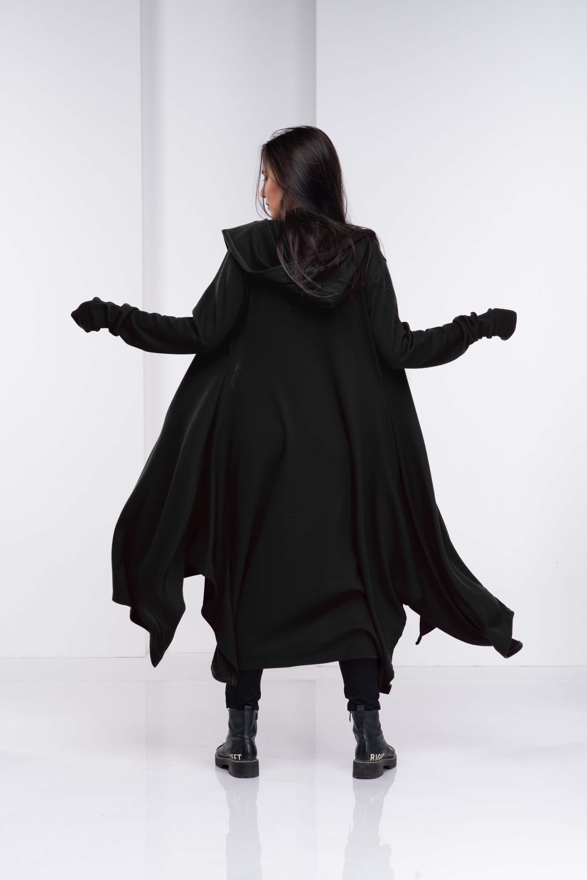 Black Loose Cloak with Hood