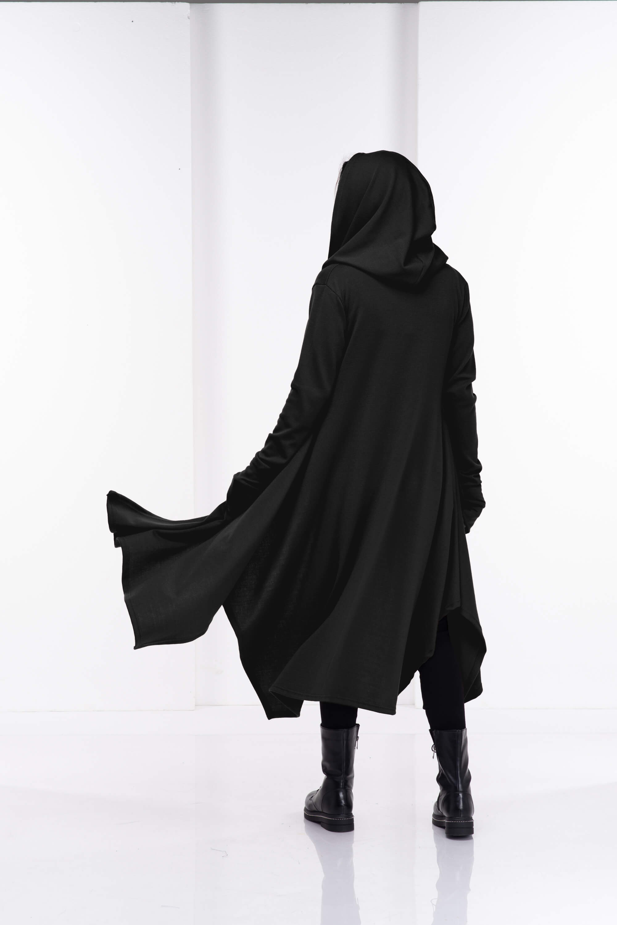 Black Loose Cloak with Hood