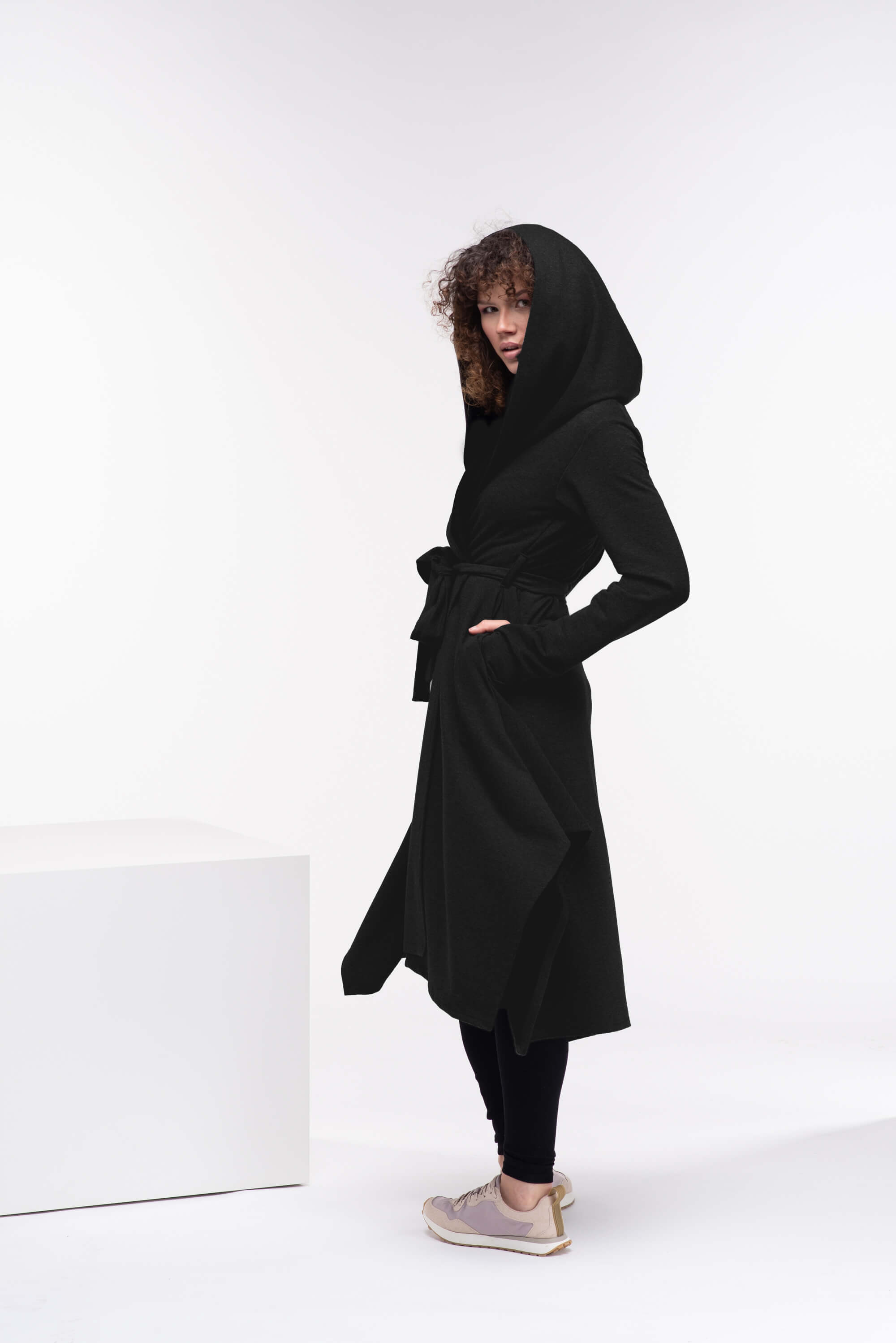 Black Asymmetrical Maxi Cardigan Cape