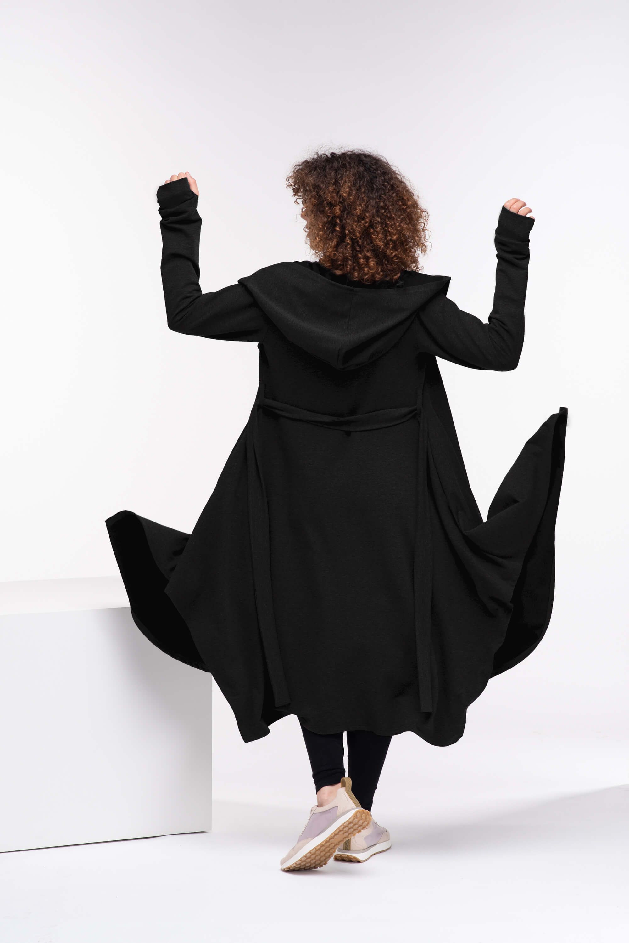 Black Asymmetrical Maxi Cardigan Cape